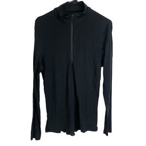 Icebreaker Merino 175 Shirt Mens L Black Wool Long Sleeve 1/2 Base Layer FLAW